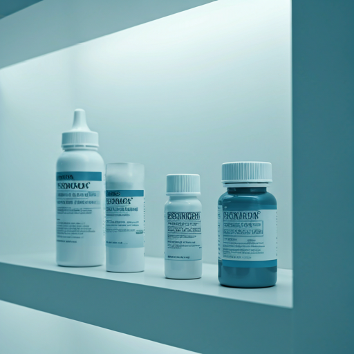 High-quality medicine packaging and pharmaceutical bottles arranged neatly on clinical shelf